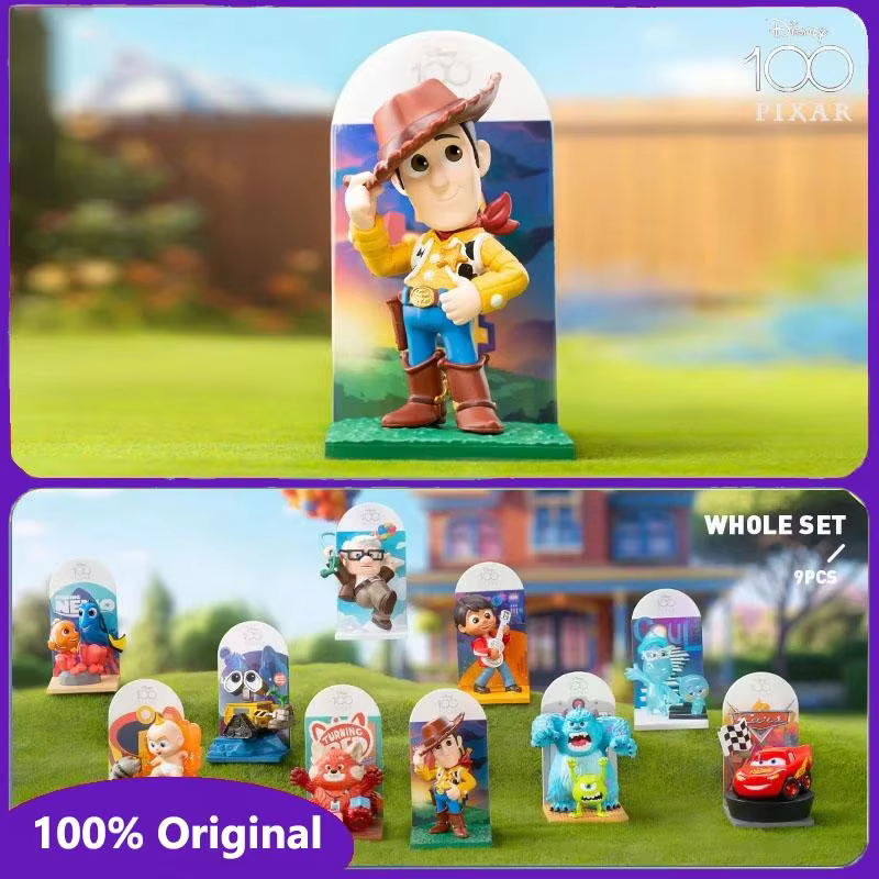Genuine blind-box toys from the Pixar series, 100% original Disney 100th anniversary, and a cute anime action figure called Caixa Caja