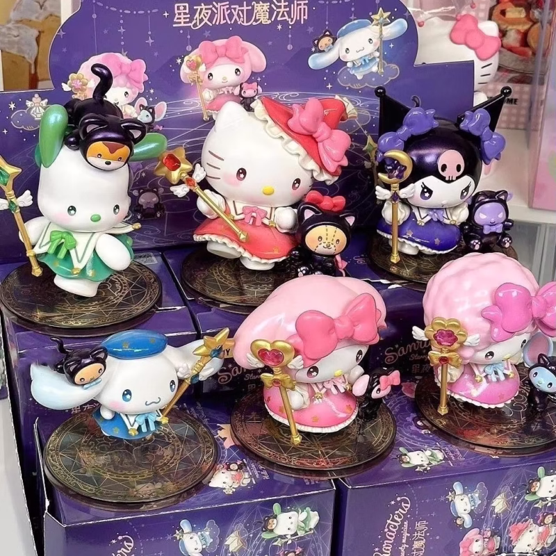Starry Night Party Magician Series Blind Box, an anime featuring Sanrio My Melody Kuromi's Adorable Hellokitty Piano Toy Doll Present