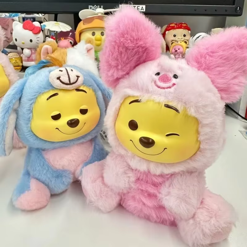 Disney Winnie the Pooh Miniso Naughty Party Vinyl Pendant Series Blind Box Winnie Figure Model Christmas Present for Desk Decoration