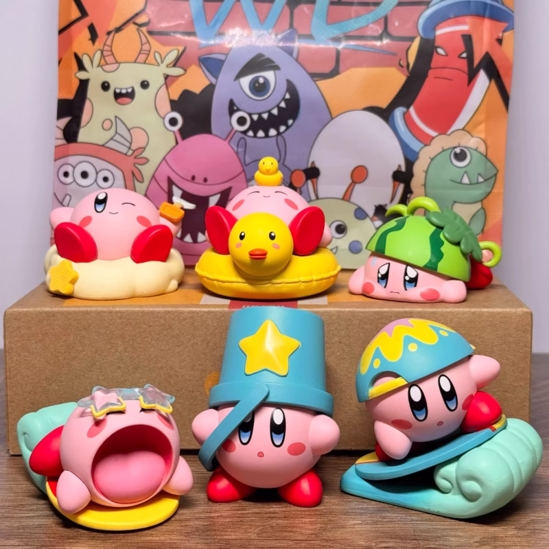 Handmade Beach Party Summer Surfing Tide Play Toy Ornament Baking Decoration Gift, Q-version Kirby Blind Box, Anime Star