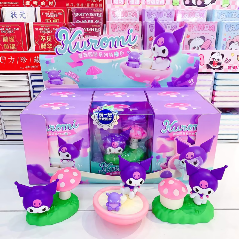 Real Sanrio Kuromi Mushroom Garden Blind Box Model Figure Moving Clockwork Toy Ornament Cartoon Adorable Doll Present - Image 4