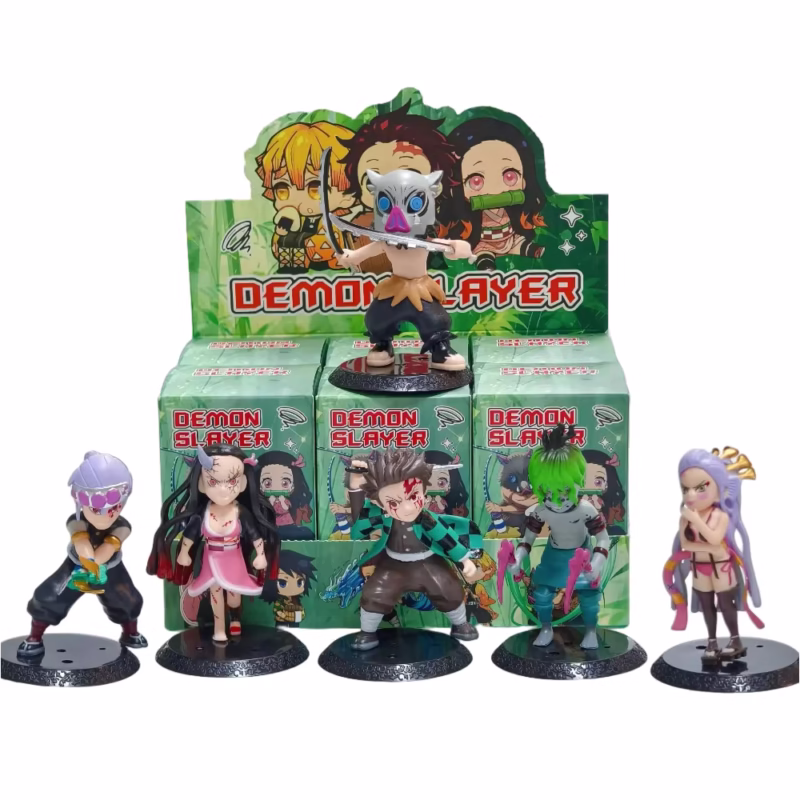 Anime Demon Slayer: New Styles: Handmade Figure Cartoon PVC Doll Desktop Decoration Birthday Present: Kitetsu no Yaiba Blind Box Set