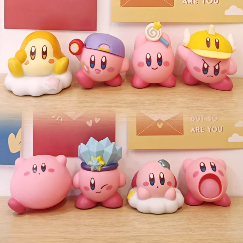 8 pieces per set Games Based on Anime Pink Cartoon Kirby Blind Box Action Figure Toy Kirby PVC Adorable Figure Action Toy: A Wonderful Christmas Present for Kids