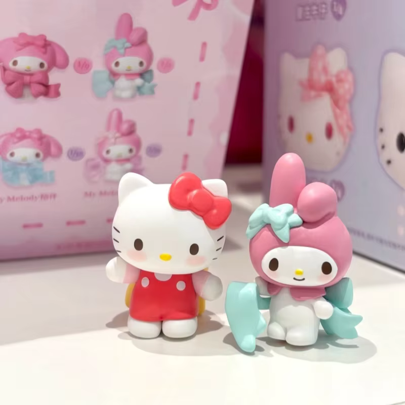 Trendy female miniature collectible figures in a cute display gift blind box from the Sanrio Love Bowknot series