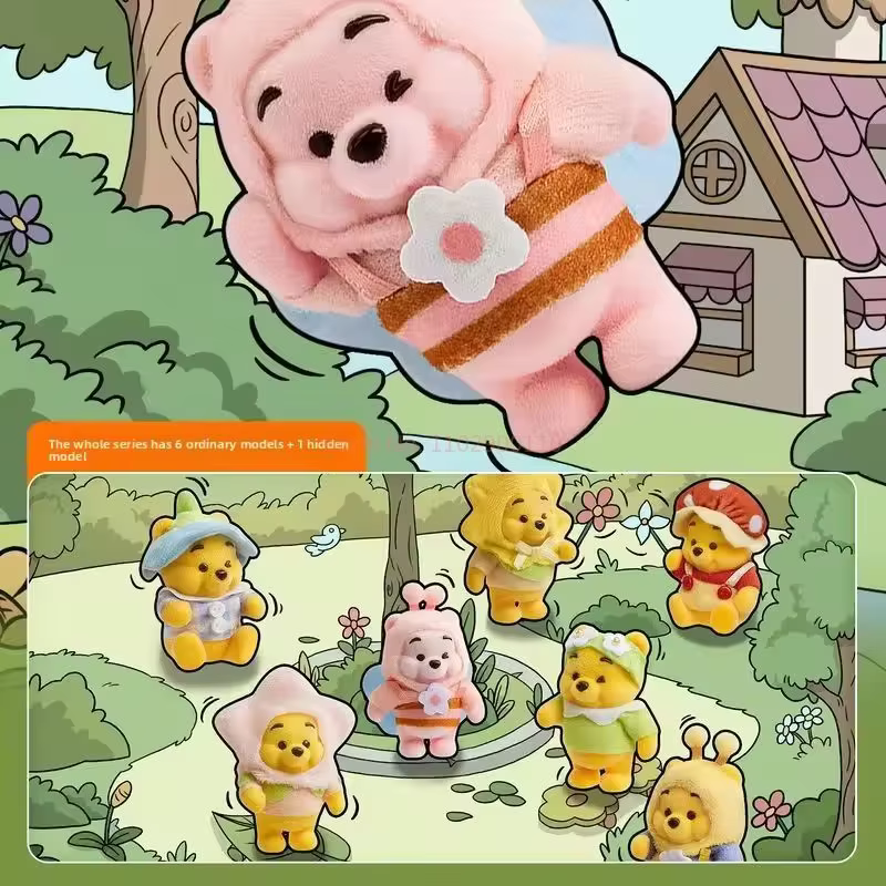 Handmade Blind Box with Cute Ornament Figurine Dolls for a Kawaii Birthday Present: New Real Disney Winnie the Pooh Heartbeat Garden Series