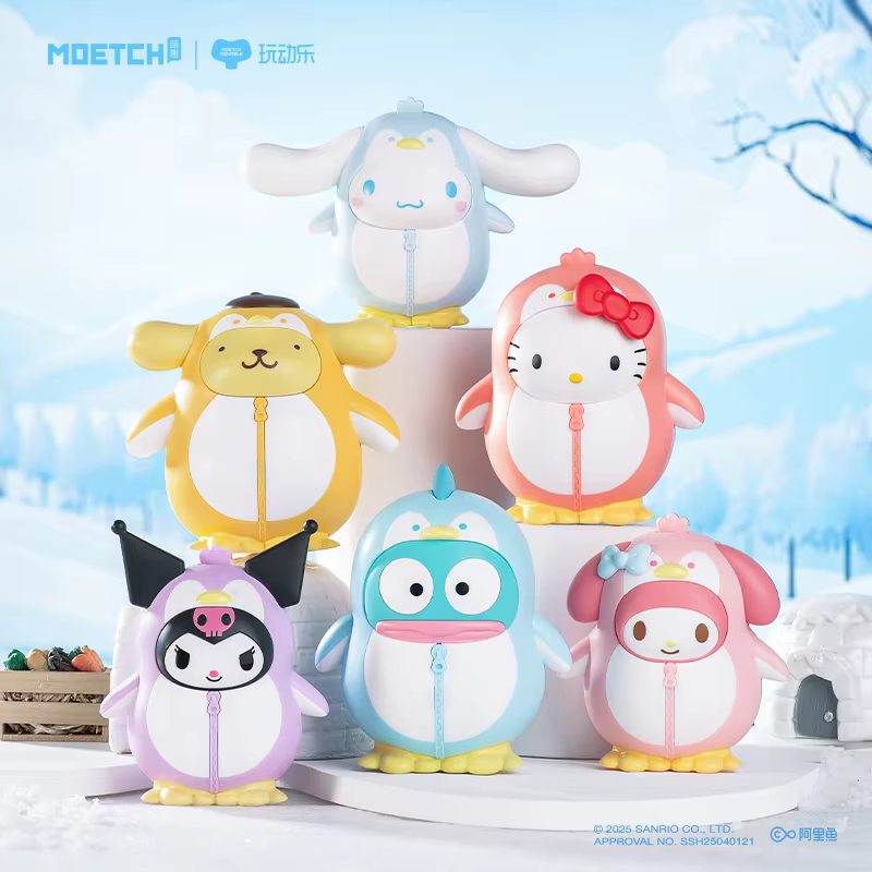Real Sanrio Penguin Parade HelloKitty How to Make Blind Box Moving Toys Figure Model Ornaments by Kuromi Children's Present